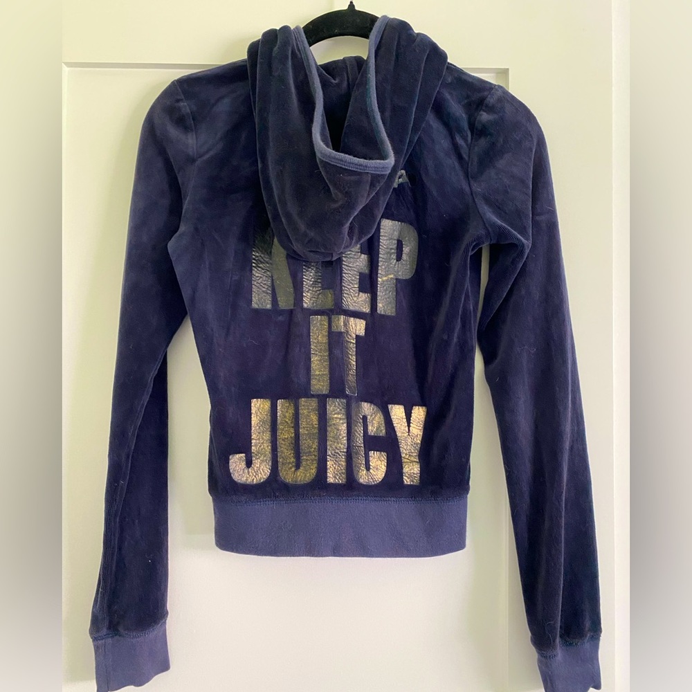 Juicy Couture Vintage 2000’s Keep it Juicy Navy Blue Hoodie- XS